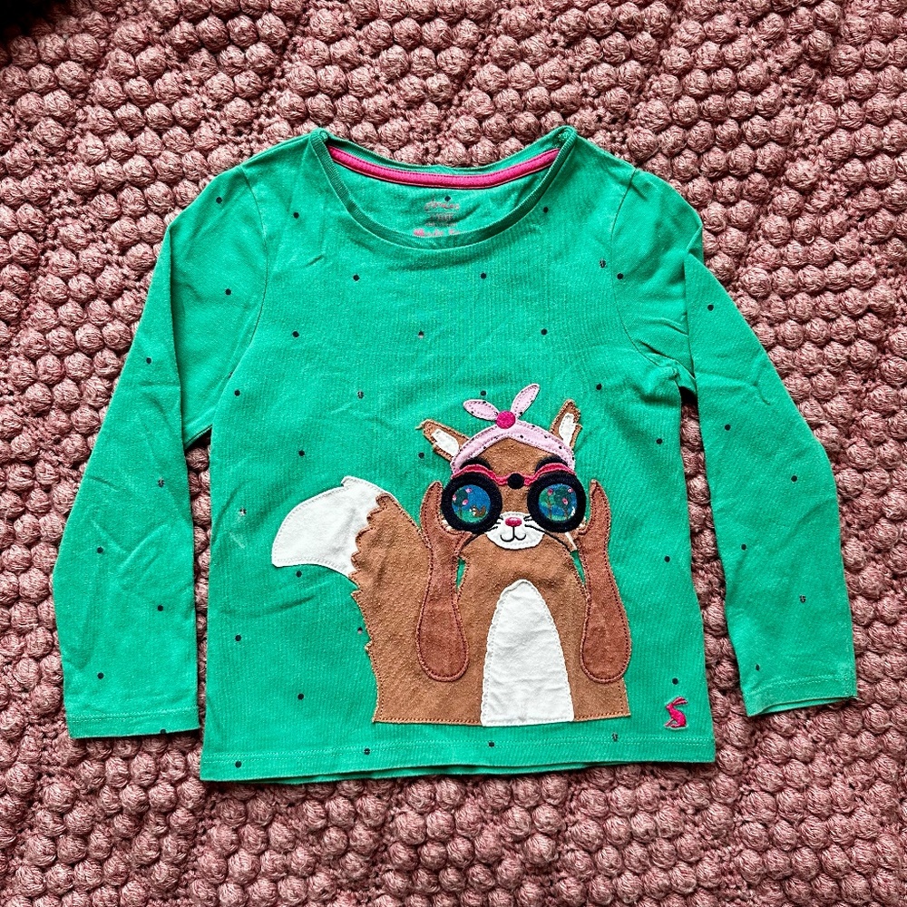 Joules Green Applique Tee Size 4